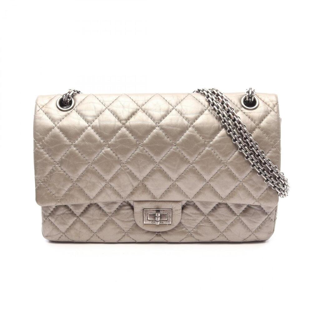 Chanel 2.55 Matelassé Double Flap Metallic Shoulder Bag/Handbag, Calfskin Lea...